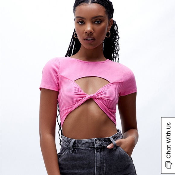 PacSun Tops - Hot pink pacsun twisted crop top with cutout, paccares crawfish twisted t-shirt